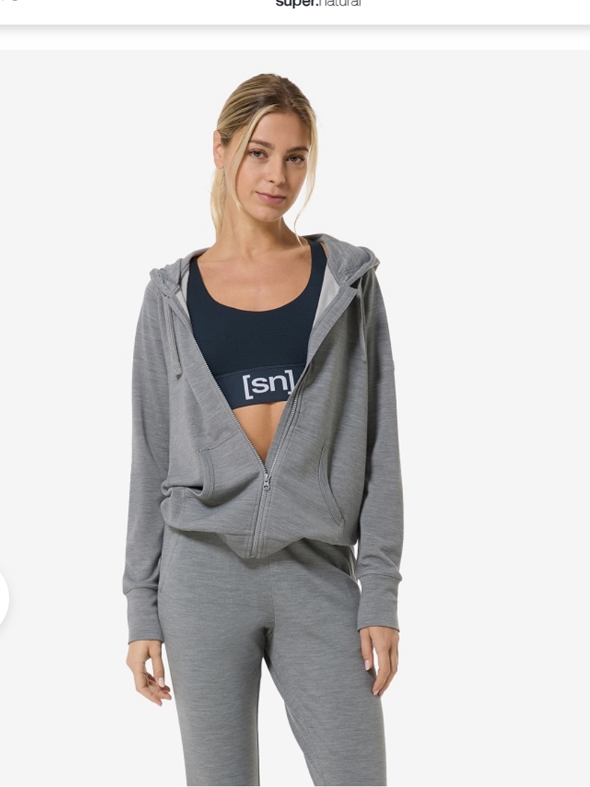 [Sn] Super.Natural Heather Grey Merino Wool Hooded Sweatshirt